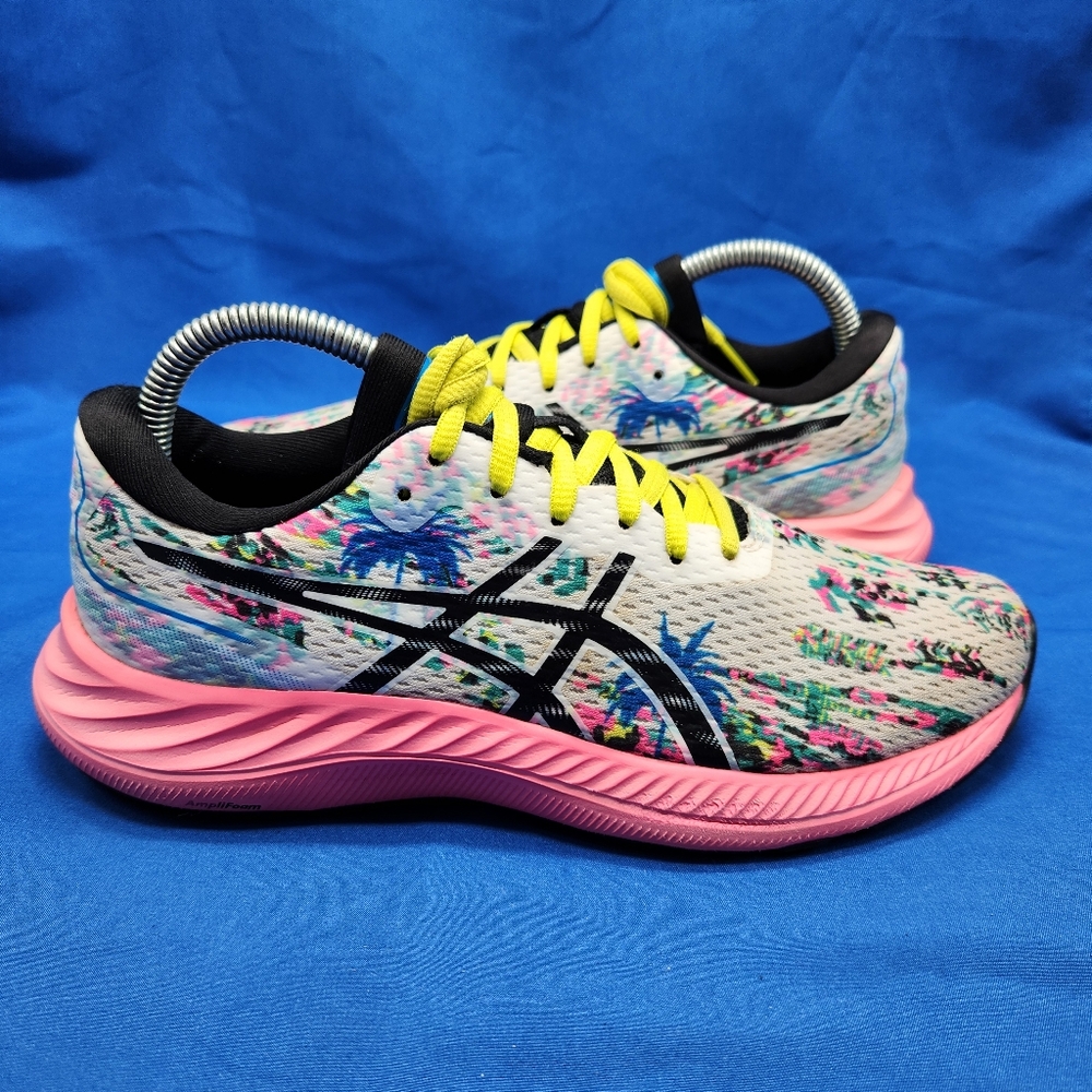 Asics Women Sz 8 Gel Excite 9 Athletic Palm Tree Colorful Running Shoes 1012B281